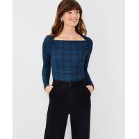 ราคา Ann Taylor Plaid Refined Stretch Top - Midnight Spruce (4215634229071)