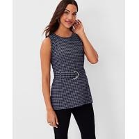 ราคา Ann Taylor Plaid Belted Shell Top - Night Sky (4215634261484)