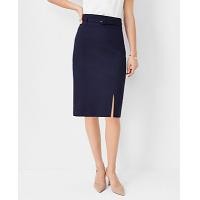 ราคา Ann Taylor The Petite Belted Pencil Skirt in Stretch Cotton - Night Sky (4215634396094)