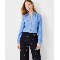 ราคา Ann Taylor Petite Chambray Camp Shirt - Blue Yonder (4215634439777)