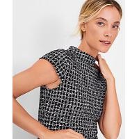 ราคา Ann Taylor Plaid Mock Neck Top - Black (4215634479131)