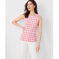 ราคา Ann Taylor Plaid Textured Halter Shell Top - Bright Dahlia (4215634571644)
