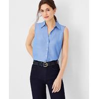 ราคา Ann Taylor Chambray Sleeveless Essential Shirt - Blue Yonder (4215634643112)