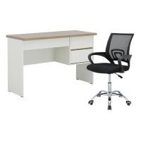 ราคา Furinbox โต๊ะทำงาน 3 ลิ้นชัก ขนาด 120 ซม. และเก้าอี้สำนักงาน รุ่นมินิโอ+ดาร์บี้ - สีธรรมชาติ/ดำ