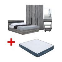 ราคา ซื้อชุดห้องนอน รุ่นมินิโอ ขนาด 5 ฟุต (เตียง, ตู้เสื้อผ้า 3 บาน, โต๊ะเครื่องแป้งพร้อมสตูล) - สีเทา พร้อมที่นอน รุ่นคอมฟอร์ทเตอร์ ขนาด 5 ฟุต ราคาพิเศษ! INDEX
