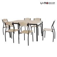 ราคา U-RO DECOR รุ่น SONOMA (โซโนม่า) ชุดโต๊ะรับประทานอาหาร 6 ที่นั่ง (โต๊ะ 1 ตัว+เก้าอี้ 6 ตัว) (มี 2 สีให้เลือก) Dining table with 4 chairs, Dining Set, Table, Chair (22974864651)