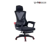 ราคา U-RO DECOR เก้าอี้เกมส์ปรับนอนได้และมีที่รองขา รุ่น THUNDER (ธันเดอร์) สีดำ/แดง RECLINER GAMING CHAIR WITH FOOTREST (25762751930)