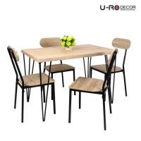 ราคา U-RO DECOR ชุดโต๊ะรับประทานอาหาร 4 ที่นั่ง (โต๊ะ 1+เก้าอี้ 4 ตัว) รุ่น BREDA (เบรด้า) สีซานรีโม่/ขาสีน้ำตาล Dining Set (25017474344)