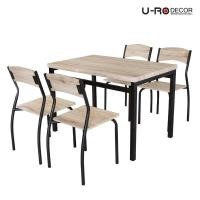 ราคา U-RO DECOR รุ่น SONOMA ชุดโต๊ะรับประทานอาหาร 4 ที่นั่ง มี 2 สี ชุดโต๊ะอารหาร (104263128)