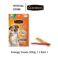 ราคา Goodies กู้ดดี้ เอ็นเนอร์จี้ทรี๊ต ขนมขัดฟันสุนัข เสริมสร้างความฉลาด แท่งเปีย คละรส 500 กรัม (แพค 1 ถุง) (1380843724)