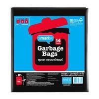 ราคา ถุงขยะสมาร์ทเตอร์ SMARTER รุ่นพลาสติกรีไซเคิล ขนาด 30 x 40 นิ้ว (แพ็ค 14 ใบ) สีดำ (60348785)