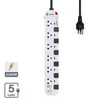 ราคา Toshino รางปลั๊กไฟ 6 ช่อง 6 สวิตช์ ยาว 5 เมตร รุ่น P6375-5M WG