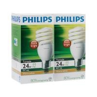 ราคา หลอดประหยัดไฟ 24 วัตต์ Warm White PHILIPS รุ่น TORNADO TWIN PACK E27 (แพ็ค 2 หลอด) (60250352)