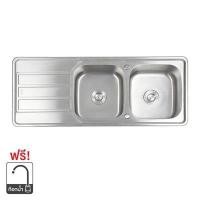 ราคา อ่างล้างจานฝัง 2 หลุม 1 ที่พัก TECNOPLUS รุ่น TNP 120.02 ขนาด 120 ซม. สีสเตนเลส (60297957)