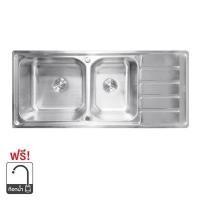 ราคา อ่างล้างจานฝัง 2 หลุม 1 ที่พัก TECNOPLUS รุ่น TNP 1205021 S ขนาด 120 ซม. สีสเตนเลส (60319431)