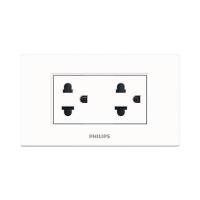 ราคา ชุดเต้ารับ 3 ขากลมแบนพร้อมกราวนด์ 3 ช่อง PHILIPS รุ่น LEAF สีขาว (60319544)