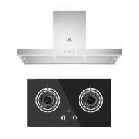 ราคา Electrolux เตาแก๊สแบบฝัง+เครื่องดูดควันกระโจม รุ่น EHG723BA+ECT9623X