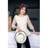 ราคา NN&NN Shop_N-0011_เสื้อลูกไม้คอปาด พื้น หลายสี 38" ครีม (1593)