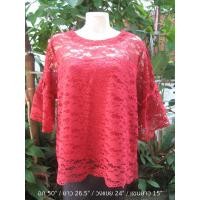 ราคา NN&NN Shop_3-0015_เสื้อลูกไม้คอกลม สีแดง (1718)