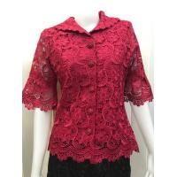 ราคา NN&NN Shop_N-0009_เสื้อลูกไม้คอปก หลายสี 44" แดงเลือดหมู (2358)