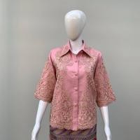 ราคา NN&NN Shop_N-0001_เสื้อเชิ้ตผ้าลินินแต่งลูกไม้ สีพื้น 38" กะปิ, 44 (2863)