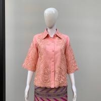 ราคา NN&NN Shop_N-0001_เสื้อเชิ้ตผ้าลินินแต่งลูกไม้ สีพื้น 38" โอรส, 44 (2871)