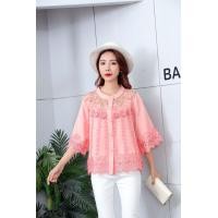 ราคา NNandNN Shop N 0022 เสื้อลินินแต่งลูกไม้ แขนกระบอก โอรส, XXL 42 (3424)