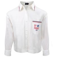 ราคา ELLE เสื้อเชิ๊ต CROP สตรี ผ้า COTTON แขนยาว ทรงBOXY สกรีนกระเป๋า รุ่น W3B272 (W3B27262401PSWH)