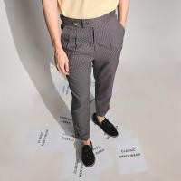 ราคา era-won กางเกงขายาว รุ่น Double Belts Trousers V4 ทรง Skinny Crop เอวสูง สี Shinori grey (เทา) ผ้าทอลาย (E24MBBW0275GY30)