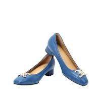 ราคา ELLE SHOES รองเท้าหนังแกะ ทรงส้นเหลี่ยม LAMB SKIN COMFY COLLECTION รุ่น Block heel สีน้ำเงิน ELB003 (ELB00312307L2BU)