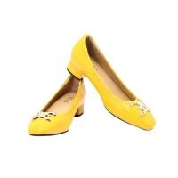 ราคา ELLE SHOES รองเท้าหนังแกะ ทรงส้นเหลี่ยม LAMB SKIN COMFY COLLECTION รุ่น Block heel สีเหลือง ELB003 (ELB00312307L2YE)