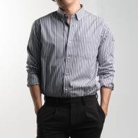 ราคา era-won เสื้อเชิ้ต ทรงปกติ รุ่น Dress Shirt Striped สี Grey eifel (White Grey) ลายเทา (E24MTCR0858WG03)