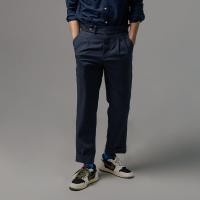 ราคา era-won กางเกงขายาว รุ่น Double Belts Trousers V2 ทรง Skinny Crop เอวสูง สี Navy (กรม) ผ้าใหม่ (E24MBBW0222NV32)