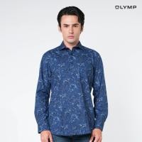 ราคา OLYMP LUXOR Shirt เสื้อเชิ้ตชาย สีกรมท่า ลายพิมพ์ paisley ทรงหลวม รีดง่าย SUMM24 (Y24SSL04G1NV38)