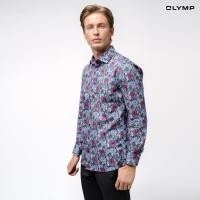 ราคา OLYMP LUXOR Shirt เสื้อเชิ้ตชาย สีน้ำเงิน ลายพิมพ์ดอกไม้สีม่วง ทรงหลวม ใส่สบาย รีดง่าย (SPRING24) SPRI24 (Y24SPL04G2BU38)