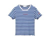ราคา le coq sportif เสื้อผู้หญิง สีขาว-น้ำเงิน (T-shirt, เสื้อยืด, เสื้อครอป, lecoq, เลอค็อก) (EIALWTT43P10WBS)