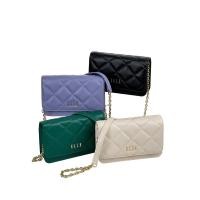 ราคา ELLE BAG | กระเป๋าสะพายข้างผู้หญิงทรง QUITING หนังวัวแท้ สายสะพายโซ่ ต่อด้วยหนังวัวแท้ สามารถถอดออกได้ | EWH161 (EWH16152302NLGR)