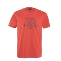 ราคา ELLE HOMME เสื้อยืดคอกลม ผ้าคอตตอน สกรีนลายโลโก้ ทรงหลวม สีแดงอมส้ม รุ่น W8K909 (W8K90952401TMRE)