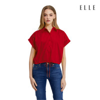 ราคา ELLE เสื้อเชิ๊ตผ้า COTTON แขนเกย ทรงCROP รุ่น W3B273 (W3B27362401PSRE)