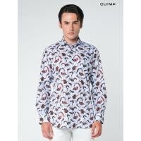 ราคา OLYMP LUXOR Shirt เสื้อเชิ้ตชาย สีกรมท่า ลายพิมพ์ paisley ทรงหลวม รีดง่าย SUMM24 (Y24SSL04G1WH38)
