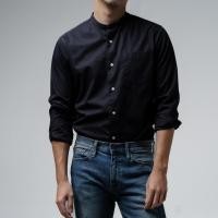 ราคา era-won เสื้อเชิ้ต ทรงปกติ Dress Shirt แขนยาว สี Black คอจีน (E23MTCR1712BL03)