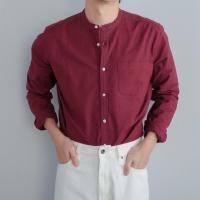 ราคา era-won เสื้อเชิ้ต ทรงปกติ Oxford Shirt แขนยาว คอจีน สี Maroon (E25MTCO1776MR01)