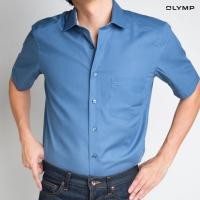 ราคา OLYMP LUXOR Shirt เสื้อเชิ้ตผู้ชายแขนสั้น ทรงหลวม ผ้าเรียบ สีน้ำเงิน (Y24SAL04P2TUSS)