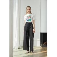 ราคา ELLE กางเกงสตรีขายาว ผ้า COTTON ทรง WIDE PANT มีจีบหน้า รุ่น W3L718 (W3L71862501PSBL)