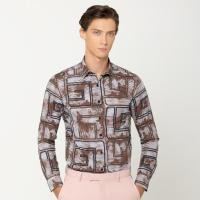 ราคา Guy Laroche เสื้อเชิ้ตแขนยาว สีน้ำตาล ผ้า 100% Polyester ทรง SLIM FIT รุ่น BAB7200W5BR (BAB7200W5BRM0)