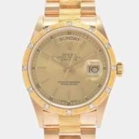 ราคา Rolex Champagne 18K Yellow Gold Day-Date 18108 Automatic Men's Wristwatch 36 mm (700420)