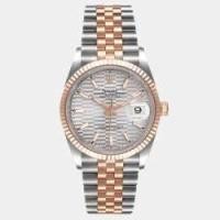 ราคา Rolex Silver 18K Rose Gold And Stainless Steel Datejust 126231 Men's Wristwatch 36 mm (618042)