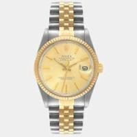 ราคา Rolex Champagne 18k Yellow Gold And Stainless Steel Datejust Vintage 16013 Men's Wristwatch 36 mm (617673)