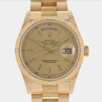ราคา Rolex Champagne Diamonds 18K Yellow Gold Day-Date 18108 Men's Wristwatch 36 mm (678341)