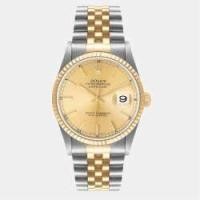 ราคา Rolex Champagne 18k Yellow Gold And Stainless Steel Datejust 16233 Men's Wristwatch 36 mm (617094)